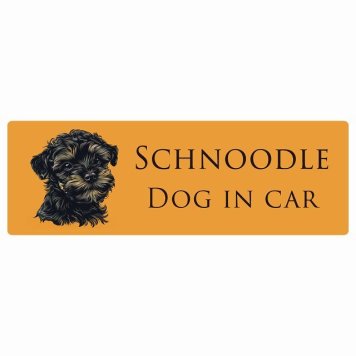 ドッグ カーステッカー イラスト付 Dog in Car シュナプー Aタイプ セーフティサイン 犬種別 長方形 15x5cm シール リア あおり運転対策 Dog Sticker 屋外 屋内 防水 かわいい おしゃれ 安全対策 カーサイン
