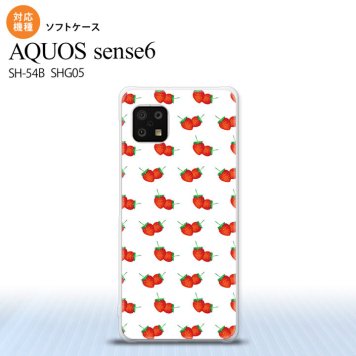 SH-54B SHG05 AQUOS sense6 スマホケース ソフトケース 苺 イチゴ 小 白 赤 メンズ レディース nk-sens6-tp043