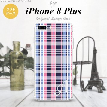 【iPhone8Plus】【スマホケース/スマホカバー】【アイフォン8プラス】iPhone8Plus スマホケース ケース アイフォン8プラス イニシャル チェックB ピンク青 nk-ip8p-tp440ini【メール便送料無料】