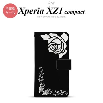 【手帳型 スマホ カバー ケース】【SO02K】【エクスペリア XZ1】手帳型 ケース SO-02K スマホ カバー Xperia XZ1 Compact エクスペリア バラA 黒×白 nk-004s-so02k-dr1068【メール便送料無料】