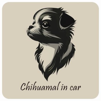 ドッグ カーステッカー イラスト付 Dog in Car チワマル Bタイプ セーフティサイン 犬種別 正方形 13x13cm シール リア あおり運転対策 Dog Sticker 屋外 屋内 防水 かわいい おしゃれ 安全対策 カーサイン