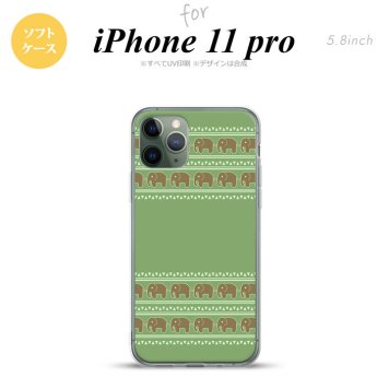 iPhone11Pro iPhone11 Pro スマホケース ソフトケース エスニック ゾウ モスグリーン メンズ レディース nk-i11p-tp693
