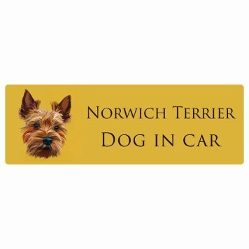 ドッグ カーステッカー イラスト付 Dog in Car ノーリッチテリア Aタイプ セーフティサイン 犬種別 長方形 15x5cm シール リア あおり運転対策 Dog Sticker 屋外 屋内 防水 かわいい おしゃれ 安全対策 カーサイン