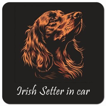 イラスト付 Dog in Car アイリッシュセター Aタイプ カーサイン 車 マグネットステッカー 犬 マグネット 強力 13x13cm 正方形 おしゃれ かわいい ドラレコステッカー 安全対策 危険運転 煽り運転 アニマル 動物 犬種別 屋外 防水 屋内