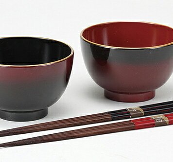ぼかし塗　汁椀ペア（箸付） インテリア 漆器 盆 カタログギフト 景品 粗品