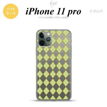 iPhone11Pro iPhone11 Pro スマホケース ソフトケース アーガイル クリア 緑 メンズ レディース nk-i11p-tp1408