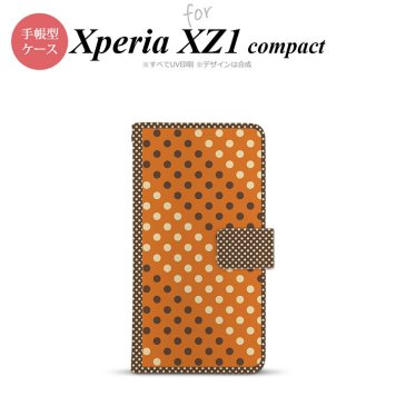【手帳型 スマホ カバー ケース】【SO02K】【エクスペリア XZ1】手帳型 ケース SO-02K スマホ カバー Xperia XZ1 Compact エクスペリア ドット・水玉 オレンジ×茶 nk-004s-so02k-dr1643【メール便送料無料】