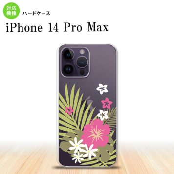 iPhone14 ProMax iPhone14 Pro Max スマホケース 背面ケース ハードケース ハイビスカス D クリア ピンク 2022年 9月発売 nk-i14pm-1051