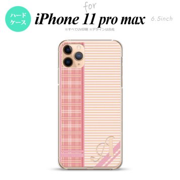 iPhone11ProMax iPhone11pro max スマホケース ハードケース チェック ボーダー ピンク +アルファベット メンズ レディース nk-i11pm-1605i
