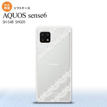 SH-54B SHG05 AQUOS sense6 スマホケース ソフトケース レース 帯 A 白 メンズ レディース nk-sens6-tp1098