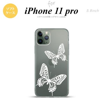 iPhone11Pro iPhone11 Pro スマホケース ソフトケース 蝶 クリア 白 メンズ レディース nk-i11p-tp858