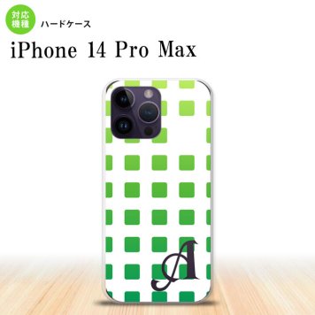 iPhone14 ProMax iPhone14 Pro Max スマホケース 背面ケース ハードケース スクエア ドット 緑 +アルファベット 2022年 9月発売 nk-i14pm-1367i