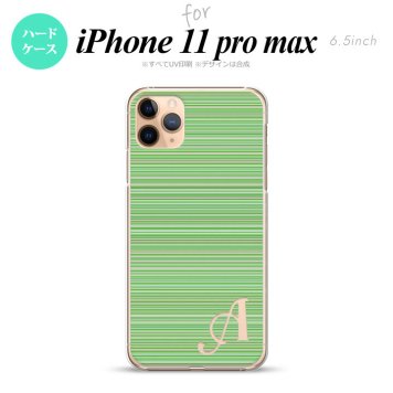 iPhone11ProMax iPhone11pro max スマホケース ハードケース ボーダー 細 緑 +アルファベット メンズ レディース nk-i11pm-1290i