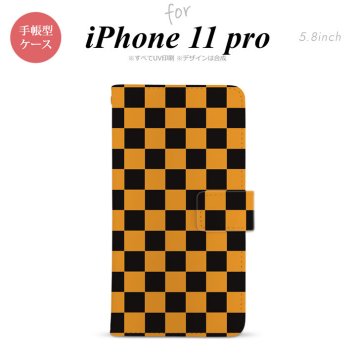 iPhone11Pro iPhone11 Pro 手帳型スマホケース カバー スクエア 黒 オレンジ  nk-004s-i11p-dr761
