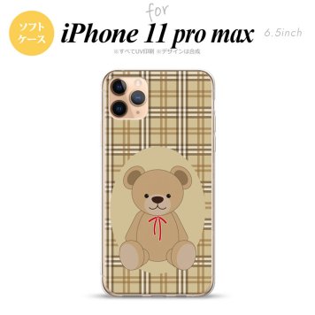 iPhone11ProMax iPhone11pro max スマホケース ソフトケース くま チェック 茶 メンズ レディース nk-i11pm-tp751