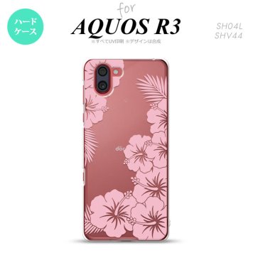 SH-04L SHV44 R3 AQUOS R3 スマホケース カバー ハイビスカス F クリア ピンク nk-r3-1059