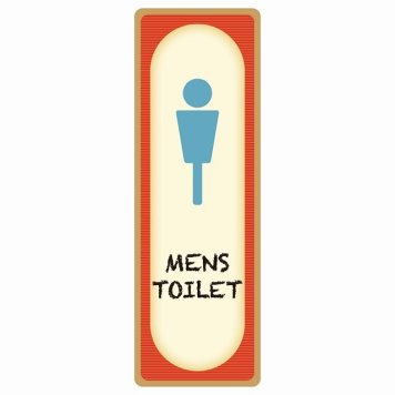 トイレ 案内 シール MENS レトロ デザイン 長方形 縦 ドア 防水 屋内 屋外 サインステッカー ピクトサイン トイレマーク表示 案内 注意 施設 御手洗 TOILET おしゃれ シンプル 安全対策