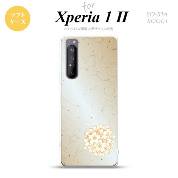 Xperia 1 II 5G スマホケース 背面カバー ストラップホール有り ソフトケース 和柄 サクラ 黄 ストラップホール おしゃれ かわいい かっこいい メンズ レディース nk-xp12-tp1272