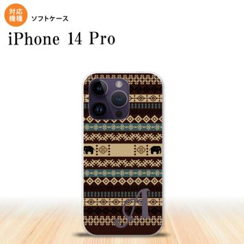 iPhone14 Pro iPhone14 Pro スマホケース 背面ケースソフトケース エスニック ゾウ 茶 +アルファベット 2022年 9月発売 nk-i14p-tp1574i