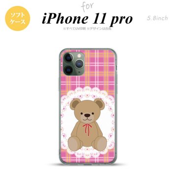 iPhone11Pro iPhone11 Pro スマホケース ソフトケース くま チェック レース ピンク メンズ レディース nk-i11p-tp756