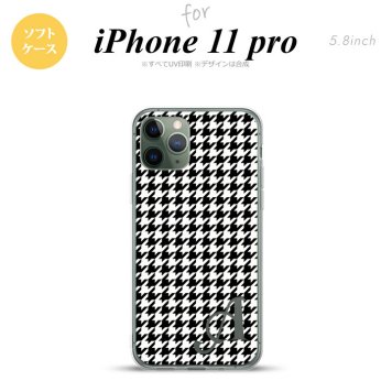 iPhone11Pro iPhone11 Pro スマホケース ソフトケース 千鳥 格子 小 黒 白 +アルファベット メンズ レディース nk-i11p-tp913i
