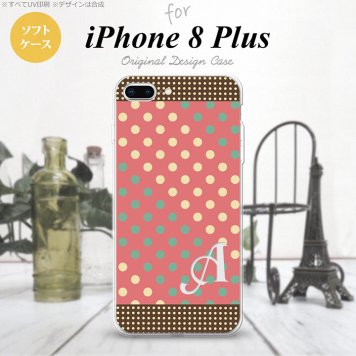 【iPhone8Plus】【スマホケース/スマホカバー】【アイフォン8プラス】iPhone8Plus スマホケース ケース アイフォン8プラス イニシャル ドット・水玉 赤×ミント nk-ip8p-tp1644ini【メール便送料無料】