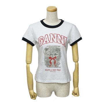 ガニー GANNI トップス Tシャツ カットソー ロゴ ウィメンズ 半袖 トップス A1050030-151 レディース ホワイト 海外正規品