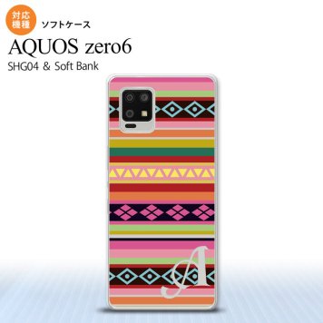 SHG04 SHG04 ZERO6 AQUOS zero6 スマホケース ソフトケース エスニック ボーダー ピンク +アルファベット メンズ レディース nk-zero6-tp1561i