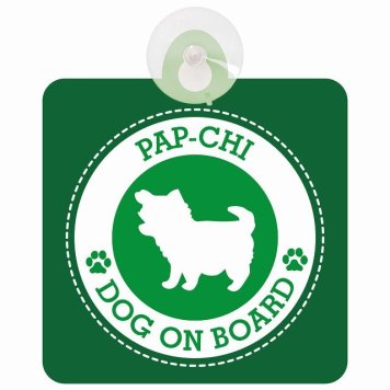 セーフティサイン DOG ON BOARD Pap-Chi パピチワ グリーン 安全運転 車内用 吸盤タイプ 煽り運転対策 収れん火災防止タイプ 安全対策 カーサイン 吸盤 肉球マーク