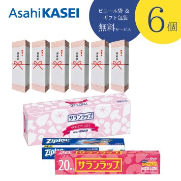 【名入れシール対応 6個セット】引越し挨拶ギフト｜ピンクのし風包装＆サランラップ・ジップロックフリーザーバッグ実用セット｜お名前シール付き＆ドア掛け袋付き｜女性に喜ばれる可愛い粗品