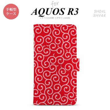 SH-04L/SHV44 AQUOS R3 手帳型スマホケース カバー 唐草 赤 ピンク  nk-004s-r3-dr1132