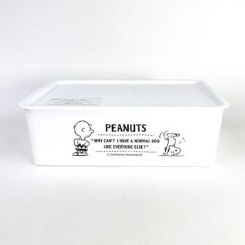 スヌーピー PEANUTS コレクトボックス M WH SNOOPY コンテナ 箱 ケース 大容量 収納 ホワイト グッズ