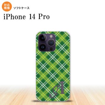 iPhone14 Pro iPhone14 Pro スマホケース 背面ケースソフトケース チェック A 緑 +アルファベット 2022年 9月発売 nk-i14p-tp435i