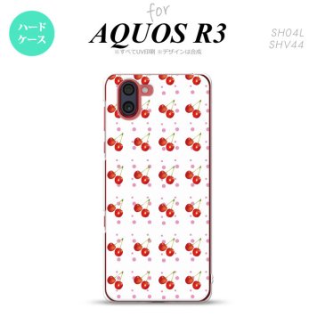 SH-04L SHV44 R3 AQUOS R3 スマホケース カバー さくらんぼ チェリー 白 nk-r3-179