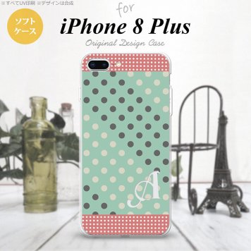 【iPhone8Plus】【スマホケース/スマホカバー】【アイフォン8プラス】iPhone8Plus スマホケース ケース アイフォン8プラス イニシャル ドット・水玉 ミント×ピンク nk-ip8p-tp1651ini【メール便送料無料】