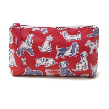 キャスキッドソン Cath Kidston ポーチ 化粧ポーチ マルチポーチ 831468 MATT ZIP MAKE UP BAG マット ジップ メイクアップバッグ RED SQUIGGLE DOGS 犬柄レッド系