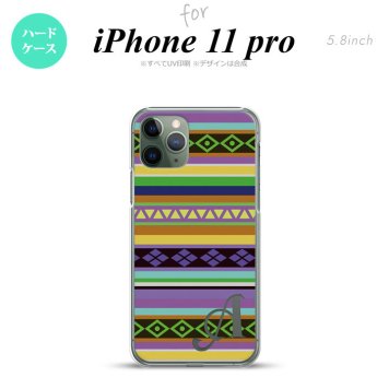 iPhone11Pro iPhone11 Pro スマホケース ハードケース エスニック ボーダー 紫 +アルファベット メンズ レディース nk-i11p-1564i