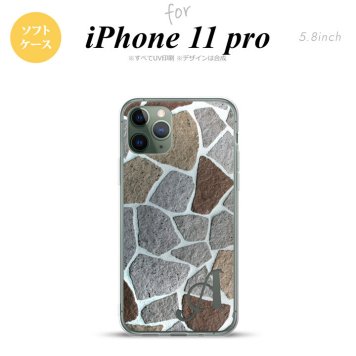 iPhone11Pro iPhone11 Pro スマホケース ソフトケース ピクチャ 石畳 茶 +アルファベット メンズ レディース nk-i11p-tp733i