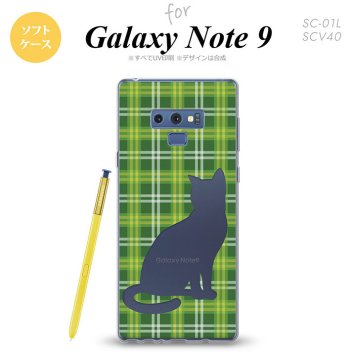 Galaxy Note 9 ギャラクシー ノート9 SC-01L SCV40 スマホケース カバー ソフトケース 猫 チェック緑B nk-note9-tp958[スマホ,スマホケース,スマホカバー,ケース,カバー,ジャケット]