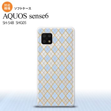 SH-54B SHG05 AQUOS sense6 スマホケース ソフトケース アーガイル クリア 青 メンズ レディース nk-sens6-tp1414