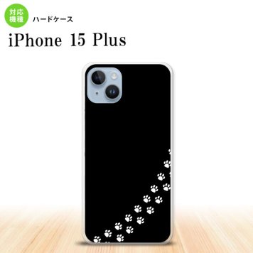 iPhone15 plus iPhone15 plus スマホケース 背面ケース ハードケース 猫 足跡 黒 白 2023年 9月発売 nk-i15pl-422