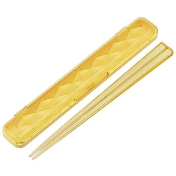 イエロー 箸・箸箱セット(ダイヤカット) ※送料無料(ポスト投函)