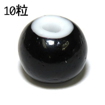 ビーズ 約7.5～8.5mm 10粒 ホワイトハーツ 黒 ガラス パーツ インディアン ハンドメイド ビンテージ アンティーク チェコ産 parts101