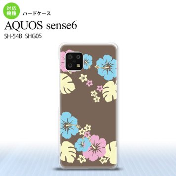 SH-54B SHG05 AQUOS sense6 スマホケース ハードケース ハイビスカス C 茶 メンズ レディース nk-sens6-452