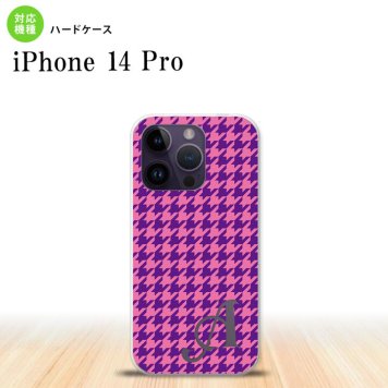 iPhone14 Pro iPhone14 Pro スマホケース 背面ケース ハードケース 千鳥 格子 小 紫 +アルファベット 2022年 9月発売 nk-i14p-907i