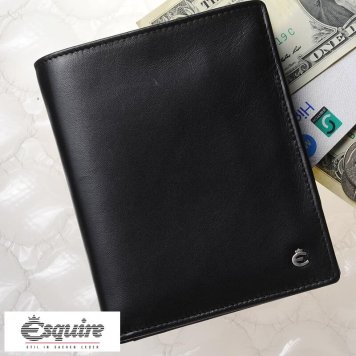 Esquire 縦型 二つ折り財布 小銭入れあり Harry Hochformatborse ブラック
