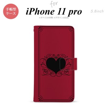 iPhone11Pro iPhone11 Pro 手帳型スマホケース カバー ハート 飾り 赤  nk-004s-i11p-dr614