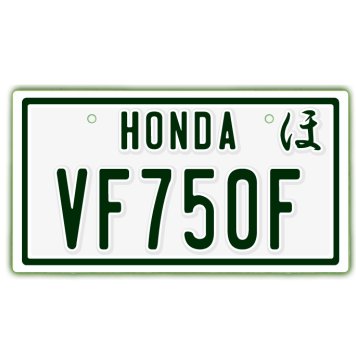 なんちゃって単車プレート【HONDA・VF750F】ナンバープレート　バイク　二輪　オートバイ　グッズ　アクセサリー　雑貨 インテリア アイテム プレゼント ギフト バイク好き 旧車 走り屋 ギア パーツ メンテナンス ファッション お洒落 オブジェ