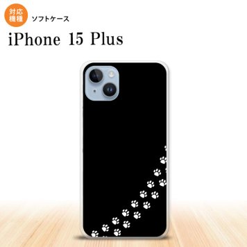 iPhone15 plus iPhone15 plus スマホケース 背面ケースソフトケース 猫 足跡 黒 白 2023年 9月発売 nk-i15pl-tp422