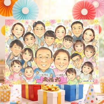 結婚記念日のお祝いに、笑顔を届ける似顔絵はいかがですか。 ギフト 似顔絵 金婚式 贈り物 手描き プレゼント 名入れ 結婚記念日 お祝い 誕生日 長寿 大人数 ご両親 祖父 ご夫婦 家族 名入れ 下書き確認 修正無料 サプライズ 宝物 親孝行 一生もの 感謝 宝物 長寿 結婚50周年 一生もの 記念日 感謝の品 傘寿祝い ハロウィン カラフル オーダーメイド メモリアル 闘病中の方への励まし